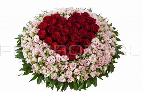 Букет из роз в виде сердца в декоративной корзине #DV08
