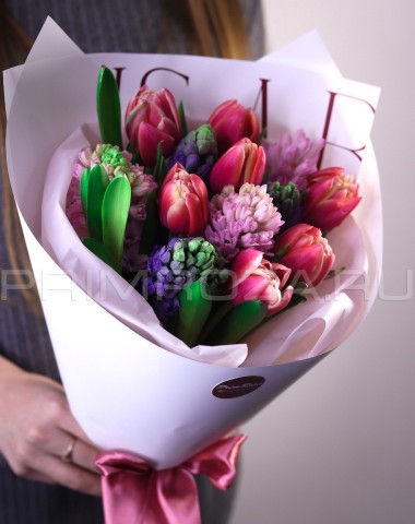 Ассорти с пионовидными тюльпанами "Весенний поцелуй"  #DV12
