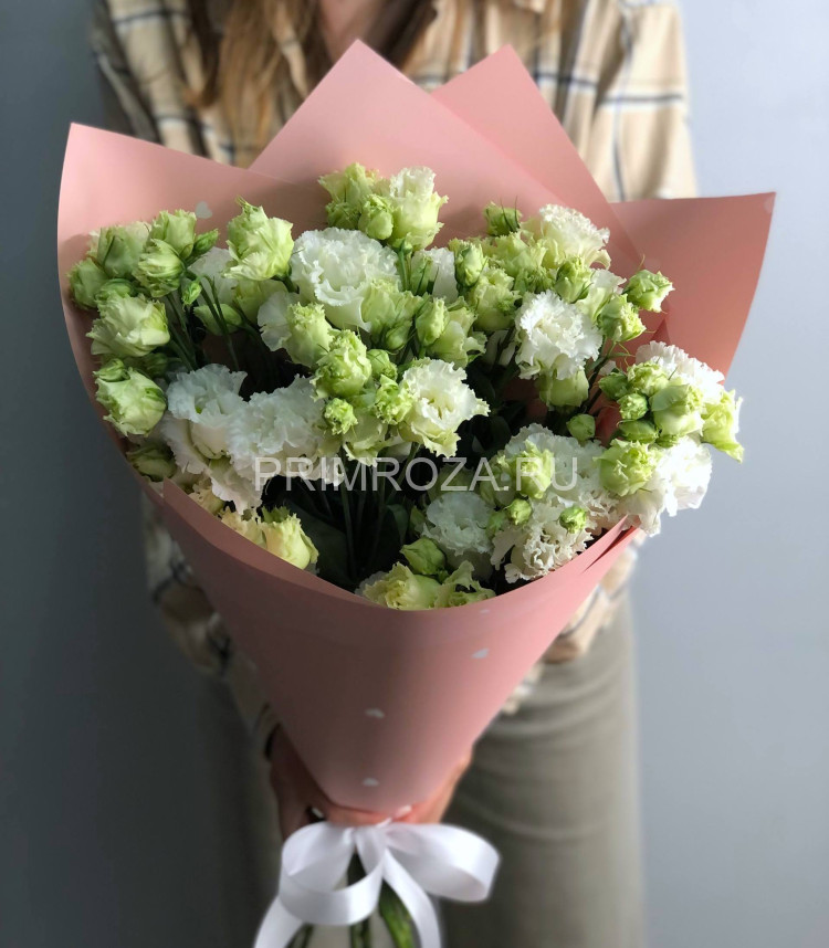 Монобукет белых махровых эустом (9 шт)