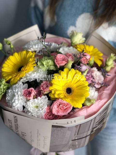 Сборный букет с герберой #В15820