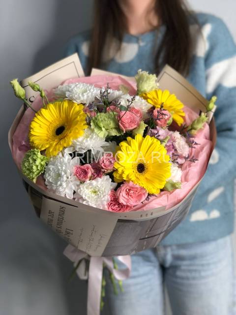 Сборный букет с герберой #В15820