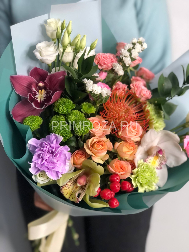 Цветы c доставкой во Владивостоке <br>Экзотический букет с нутаном и орхидеей #В15821 