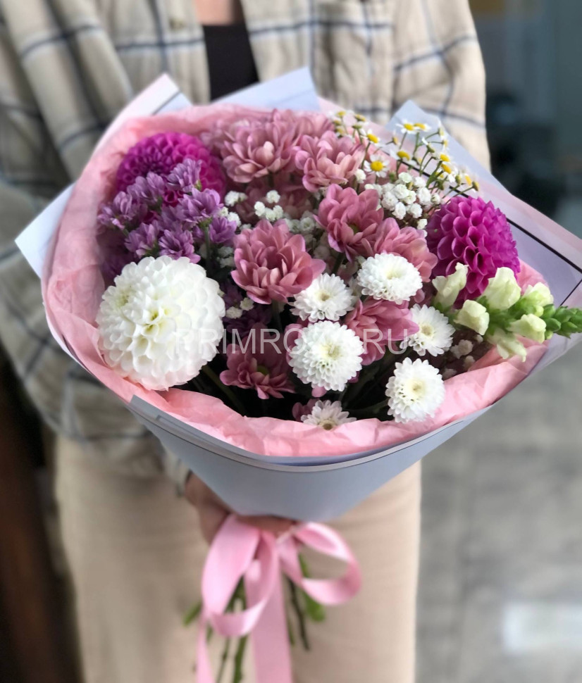 Цветы c доставкой во Владивостоке <br>Ассорти букет с георгинами #A2114 