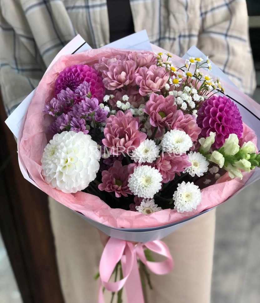 Цветы c доставкой во Владивостоке <br>Ассорти букет с георгинами #A2114 