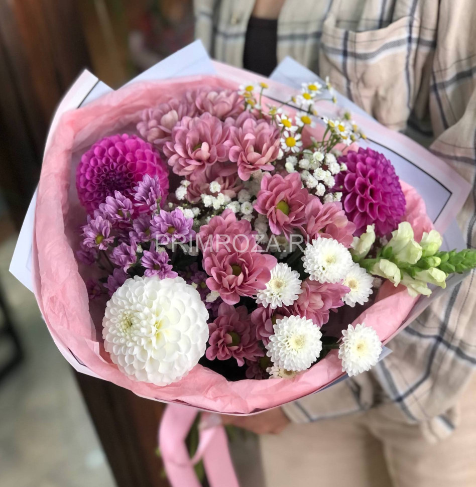 Цветы c доставкой во Владивостоке <br>Ассорти букет с георгинами #A2114 