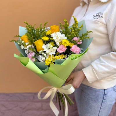 Летний букет с фрезией#A1535