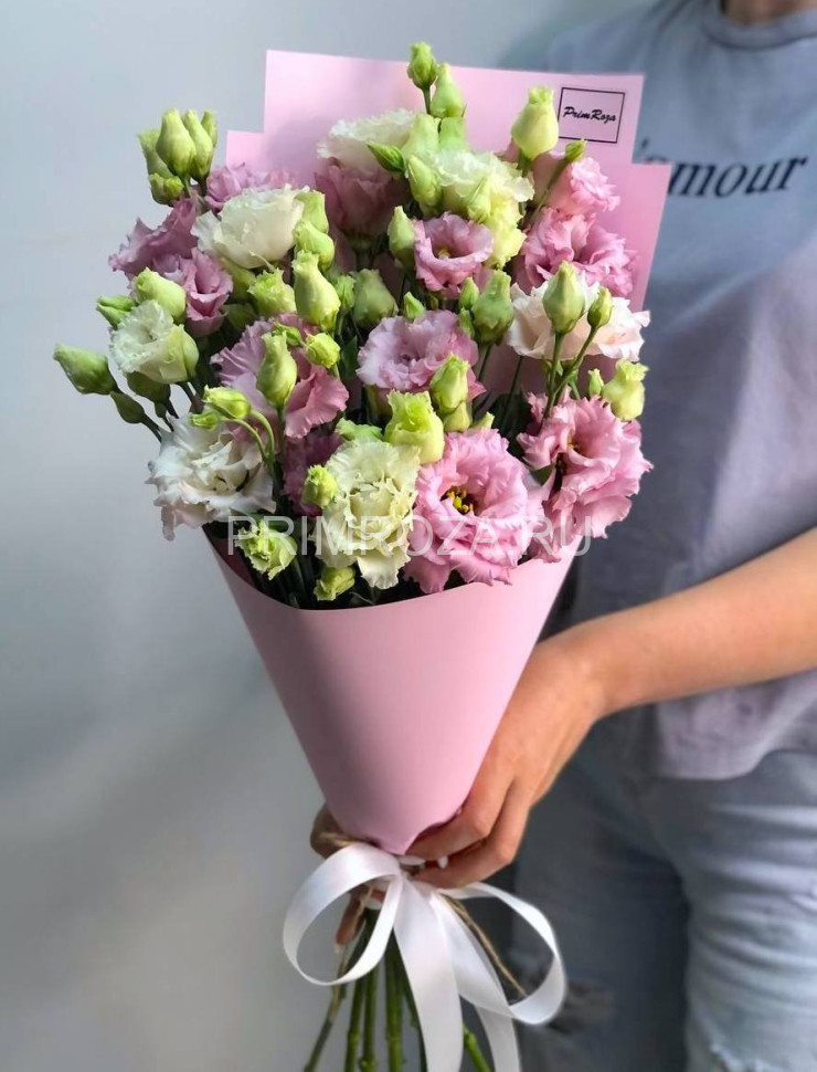 Цветы c доставкой во Владивостоке <br>Монобукет из 9 розовых эустом 