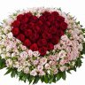 Букет из роз в виде сердца в декоративной корзине #R6019