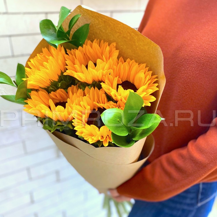 Монобукет из подсолнухов