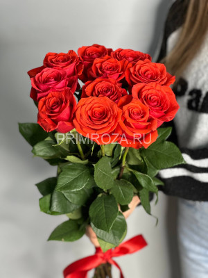 БУКЕТ ИЗ 11  ВЫСОКИХ АЛЫХ РОЗ  #R1145