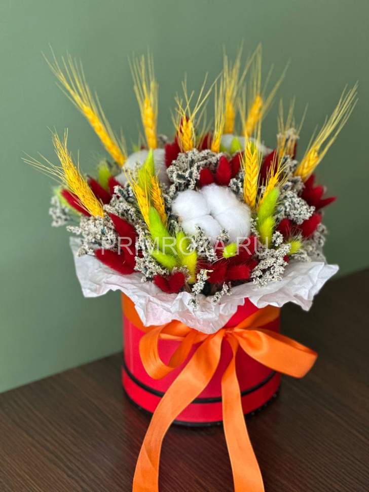 Цветы c доставкой во Владивостоке <br>Сборный букет из сухоцветов в тубусе#S0152 