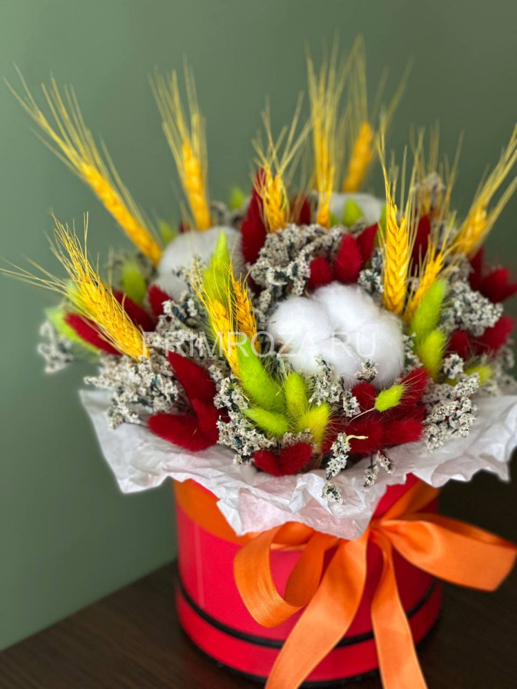 Цветы c доставкой во Владивостоке <br>Сборный букет из сухоцветов в тубусе#S0152 