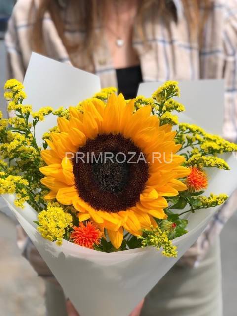 Букет-комплимент с подсолнухом 