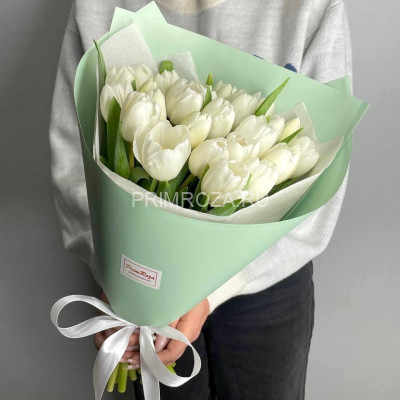 #М019 Белоснежные тюльпаны 25 шт
