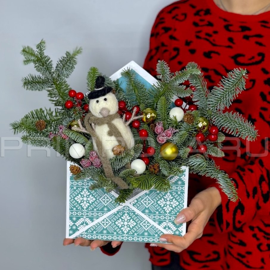 Цветы c доставкой во Владивостоке <br>Новогодняя композиция в конверте #NY533