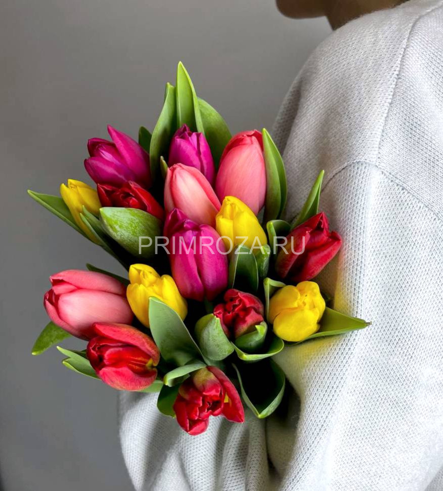 Цветы c доставкой во Владивостоке <br> Тюльпаны микс (15шт)  