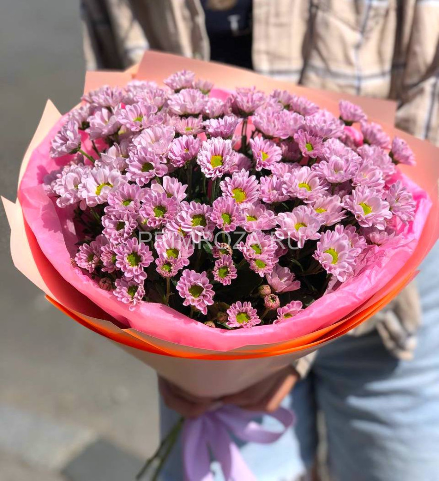 Цветы c доставкой во Владивостоке <br>Монобукет из 7 сиреневых сантини 