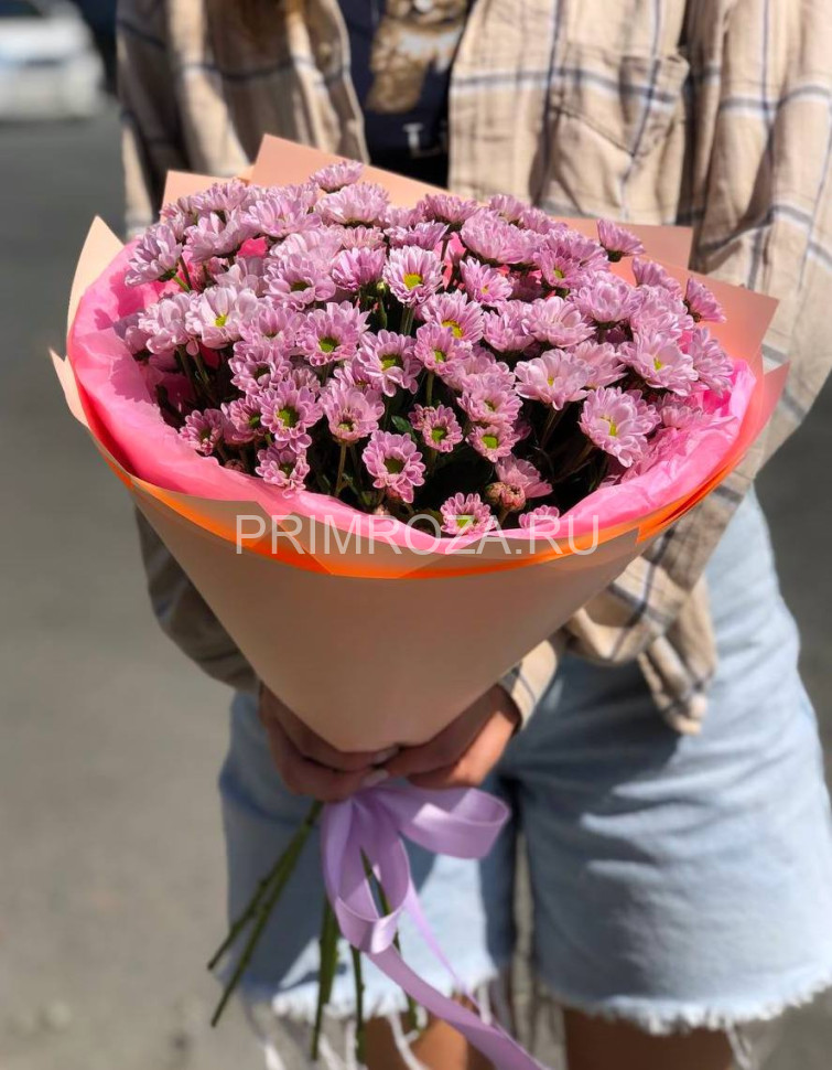 Цветы c доставкой во Владивостоке <br>Монобукет из 7 сиреневых сантини 