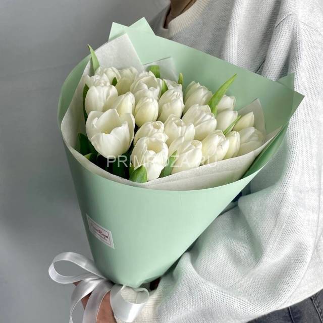#М019 Белоснежные тюльпаны 25 шт 