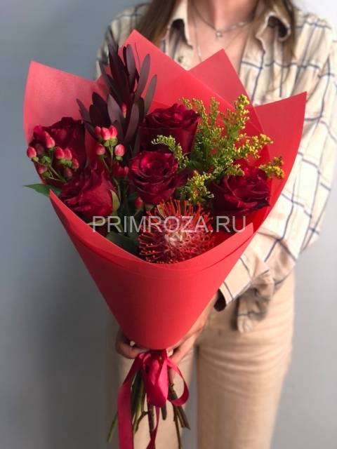 #M24 Экзотический букет с нутаном и лейкодендроном 