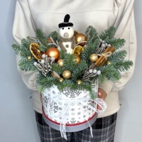 Новогодняя композиция в декоративной коробке #NY9850