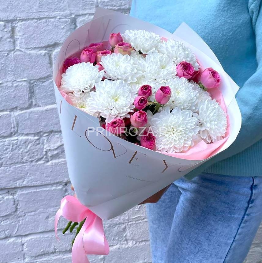 Цветы c доставкой во Владивостоке <br>#DV011 Сборный букет с хризантемой 