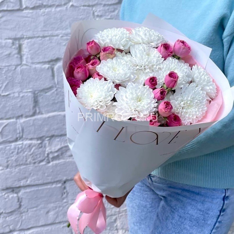 Цветы c доставкой во Владивостоке <br>#DV011 Сборный букет с хризантемой 