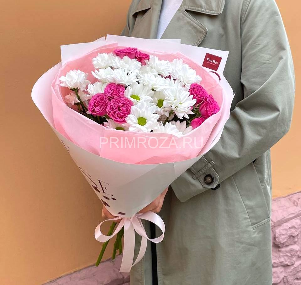 Цветы c доставкой во Владивостоке <br>#DV011 Сборный букет с хризантемой 