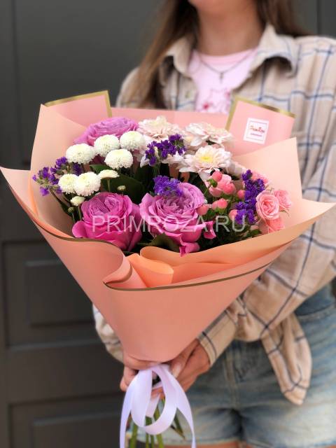 Сборный букет с пионовидной розой #A0018