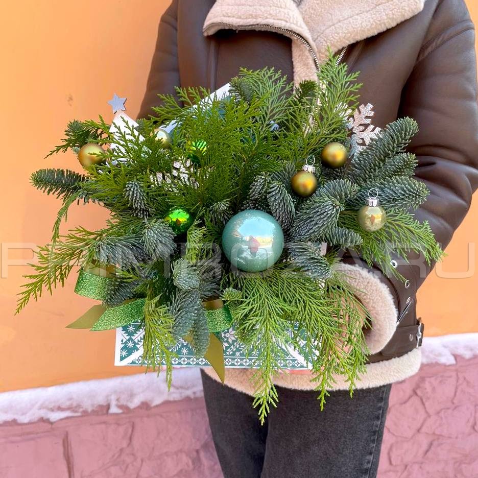 Цветы c доставкой во Владивостоке <br>Новогодняя композиция в конверте #NY1244 