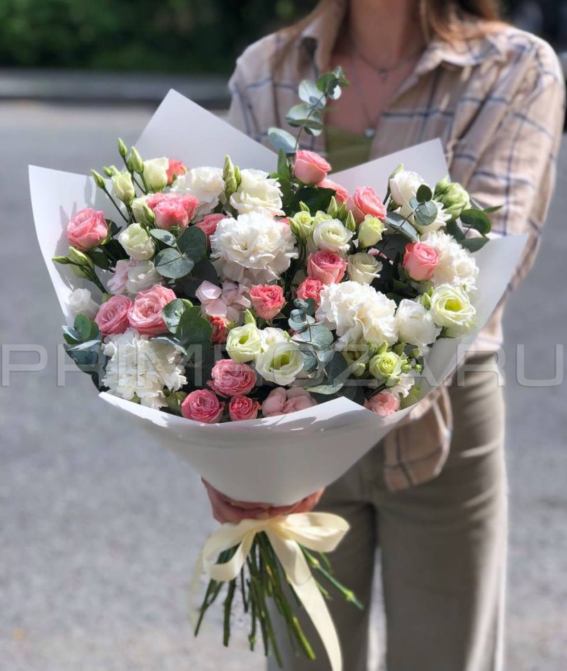 Цветы c доставкой во Владивостоке <br>Сборный букет с альпийской розой #A6755 