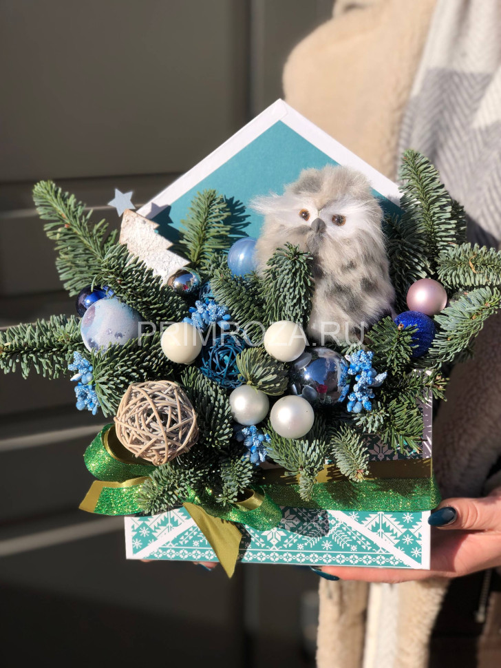 Цветы c доставкой во Владивостоке <br>Новогодняя композиция в конверте #NY531 