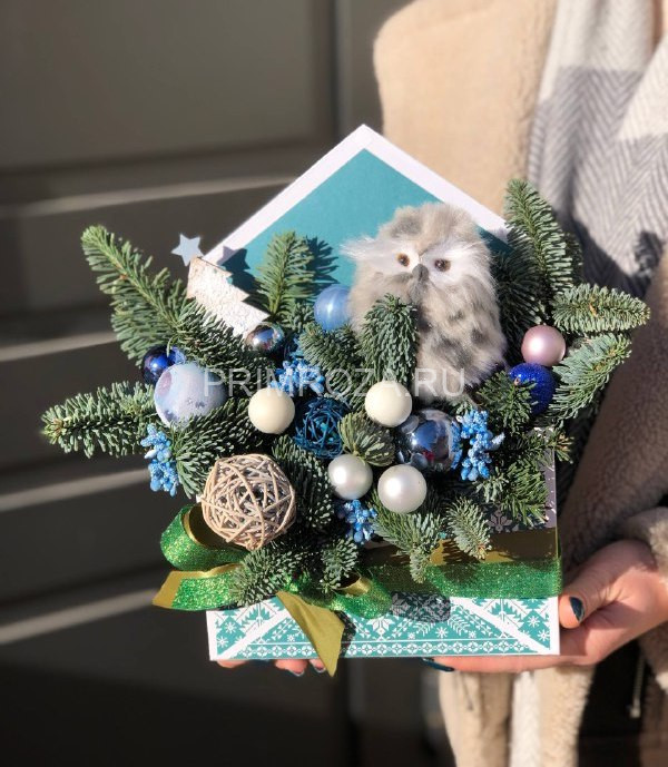 Цветы c доставкой во Владивостоке <br>Новогодняя композиция в конверте #NY531 