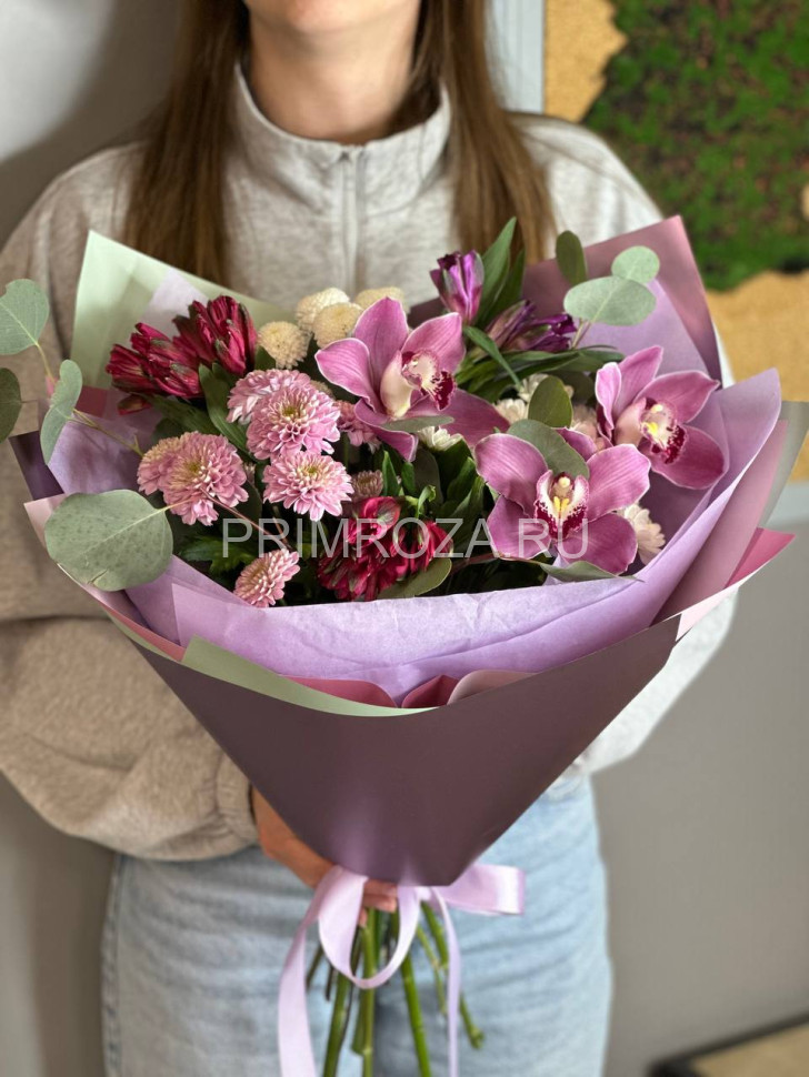 Сборный букет с орхидеей #Т6697