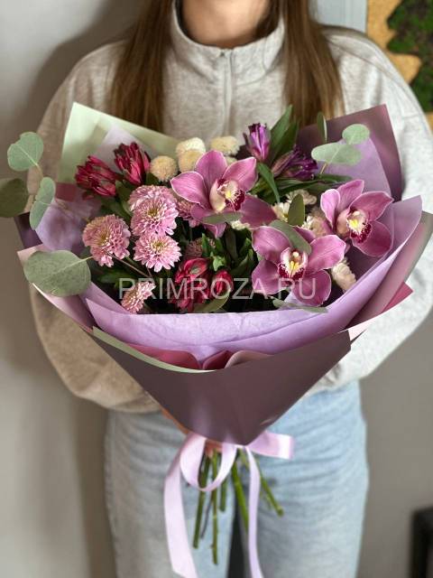 Сборный букет с орхидеей #Т6697