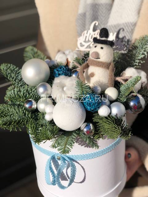 Новогодняя композиция в декоративной коробке #NY0622