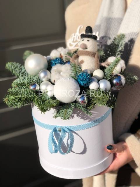 Новогодняя композиция в декоративной коробке #NY0622