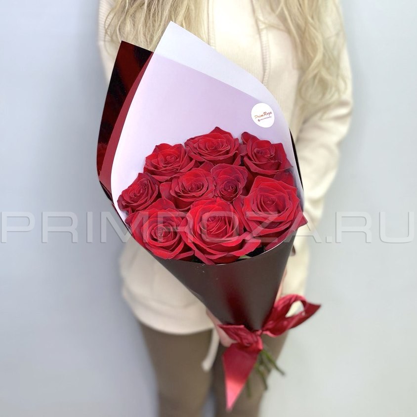 9 роз ЭКВАДОР в упаковке #R4639 доставка во Владивостоке фото 1 — Primroza