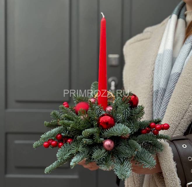Новогодняя композиция со свечой #NY0701