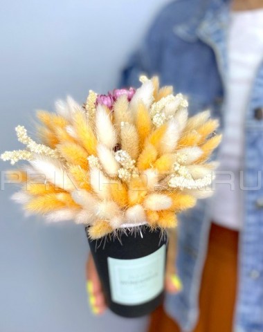 Букет из сухоцветов в декоративном стаканчике #A9074